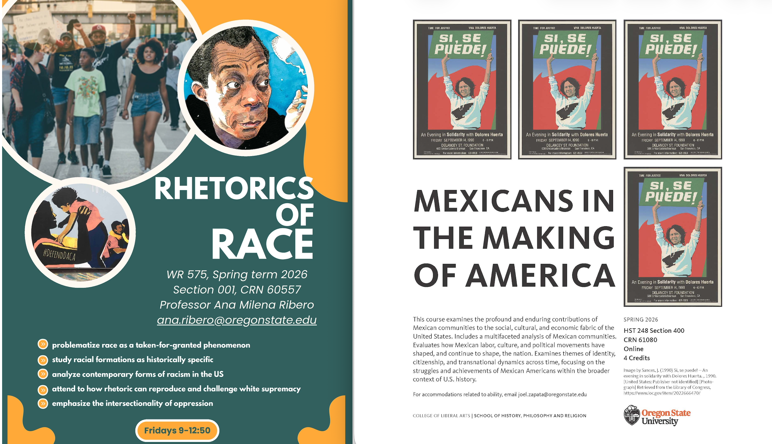 Course Flyers for Latinx/a/o Studies Spring 26