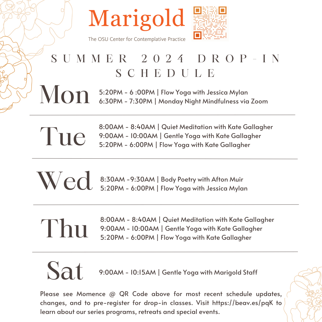 Summer Drop-In Class Schedule - Accessible text schedule lower down on webpage.