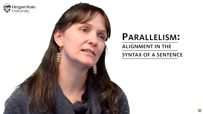 Liz next to graphic with word "parallelism"
