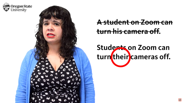 instructor next to text: "Students on Zoom can turn their cameras off"