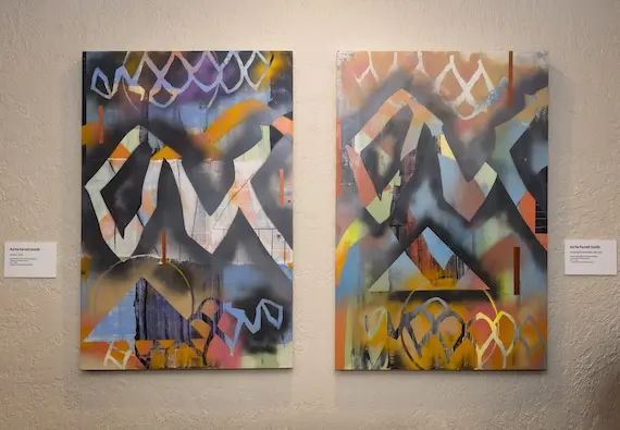 two pieces of hanging paintings