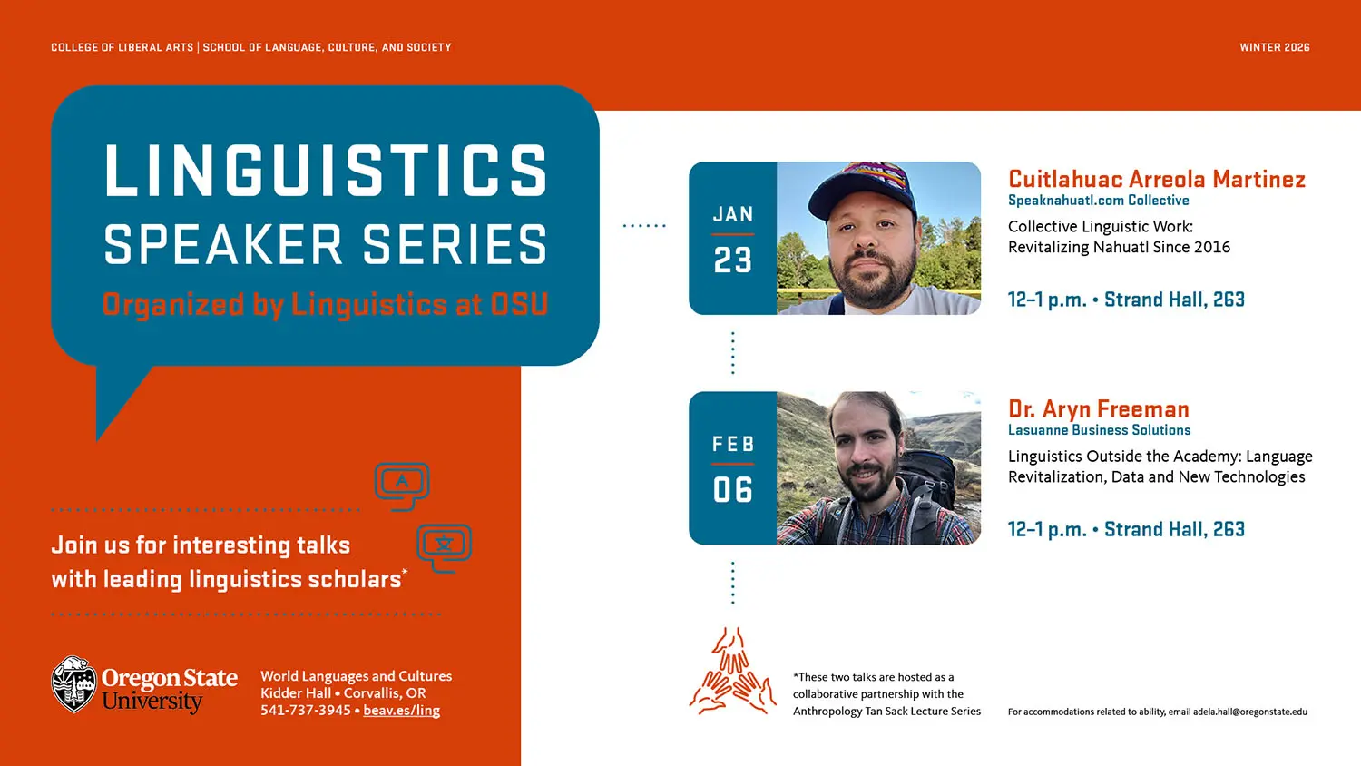 Winter 2026 Linguistics Speakers