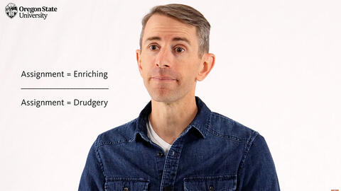 Speaker talking about certain assignments and/or tasks being either enriching or a drudgery