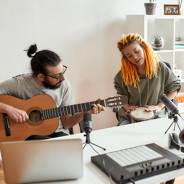 students playing music