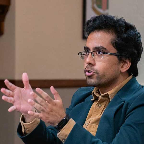 student speaking